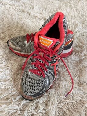 ASICS Gel-Nimbus 16 Gray and Coral Women's Athletic Running Sneakers